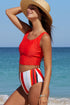 Square Neck Sleeveless Print Tankini Set
